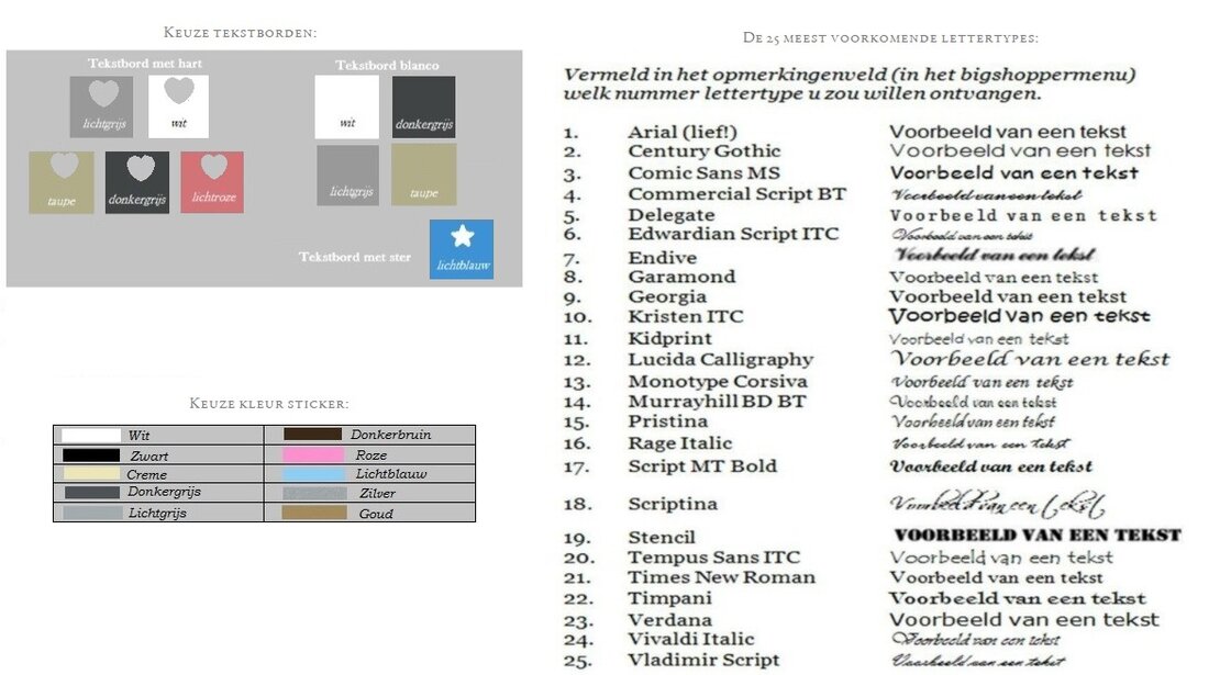Kleurenkaart & Lettertypes